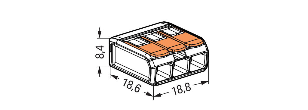 WAGO 221-413 rychlospojka pro 3 vodiče, 0,2–4 mm², 50 ks