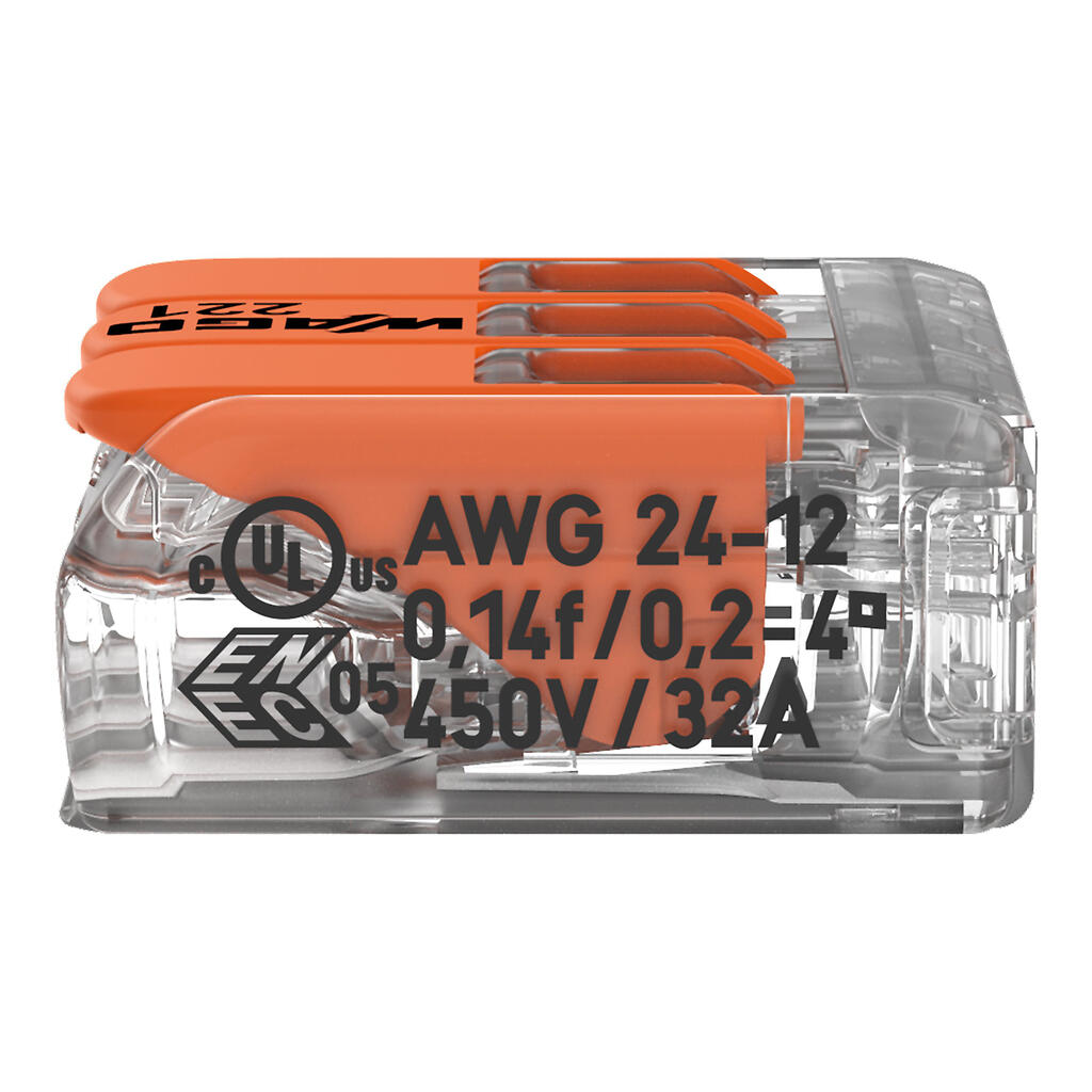 WAGO 221-413 rychlospojka pro 3 vodiče, 0,2–4 mm², 50 ks