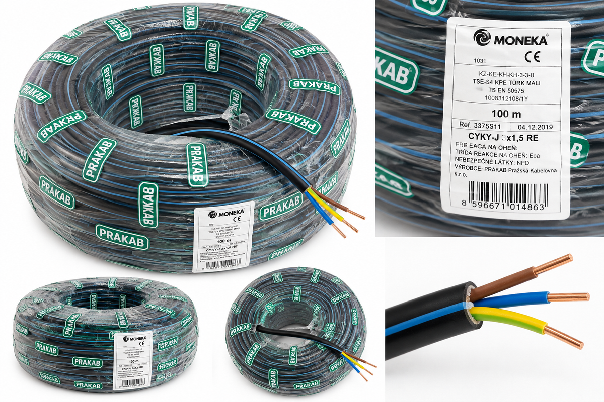 PRAKAB Kabel CYKY-J 3×1,5 mm² – metráž